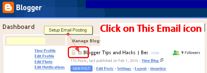 Blogger Posts Mail Icon