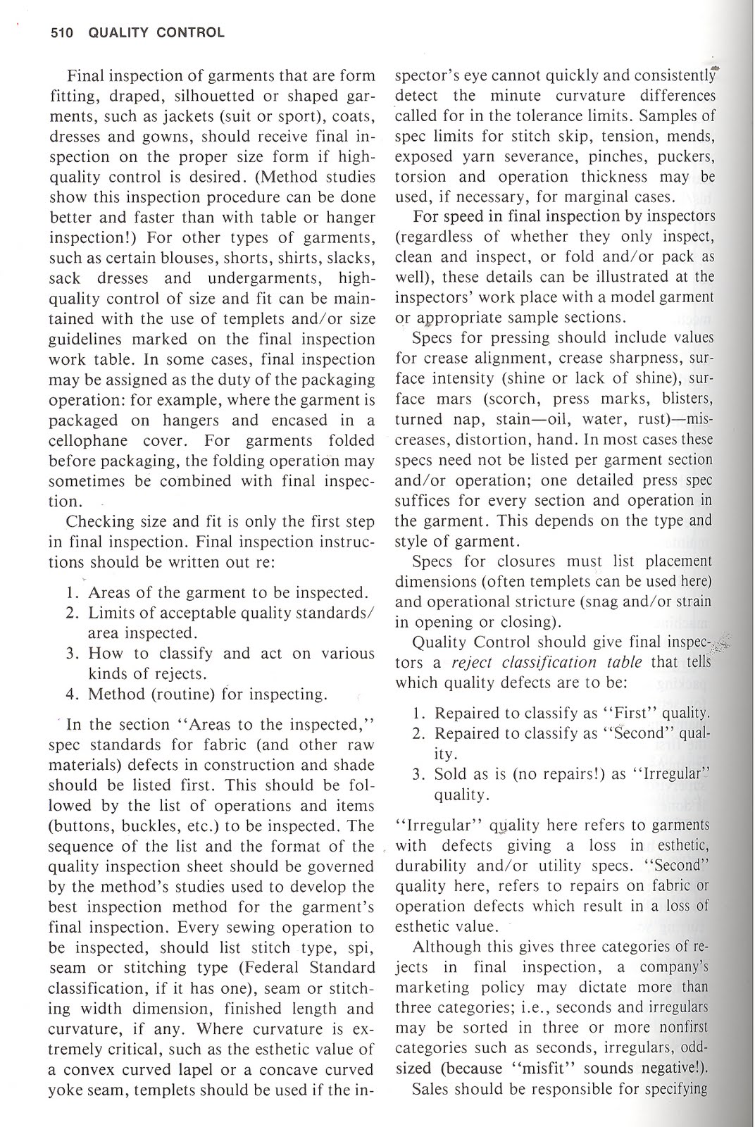 Garment Defects Quality Control of Finished Garments