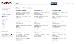 Blekko, la lista di slashtags