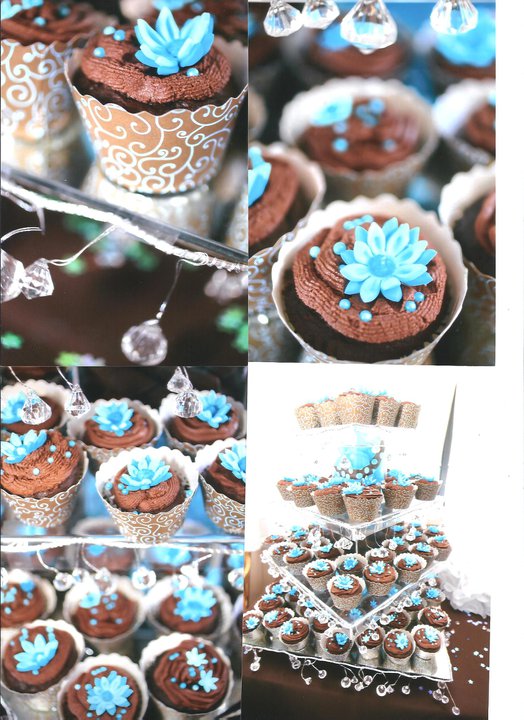 Aqua Blue and Chocolate Brown Wedding Theme Cake and Cupcakes Aqua Blue and Chocolate Brown Wedding Theme Cake and Cupcakes