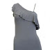 Eco Design in Hot One Shoulder Ruffle Top