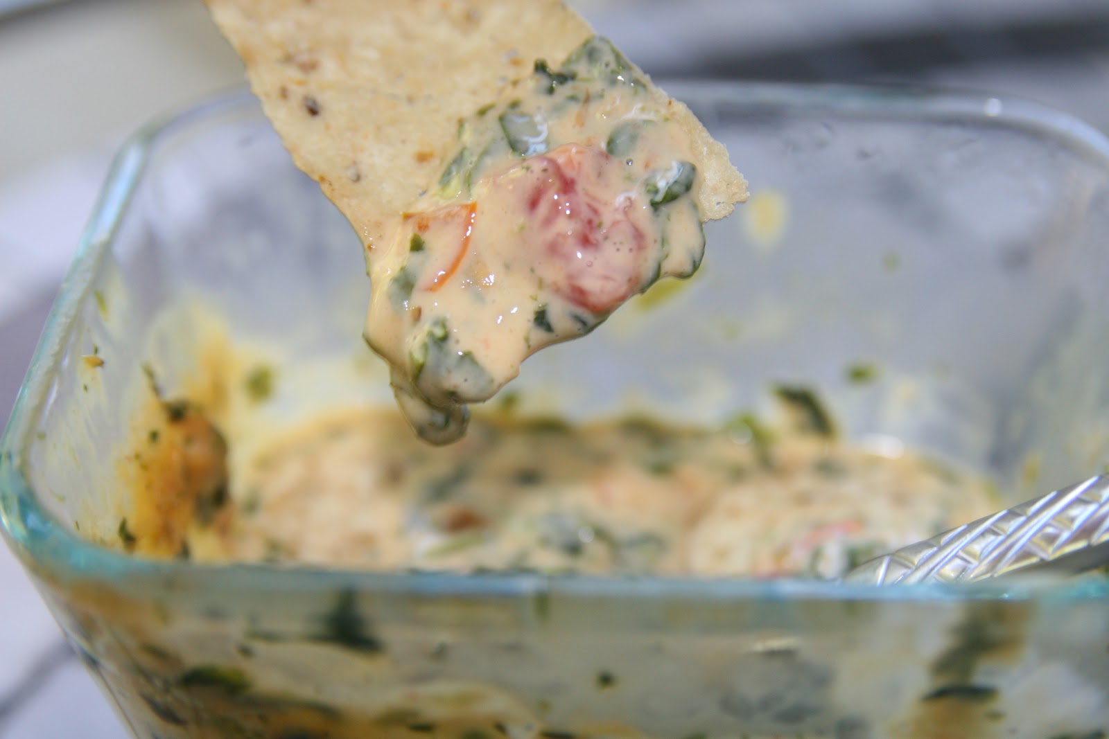 Haystacks & Champagne Easy Hot Spinach Salsa Queso Dip