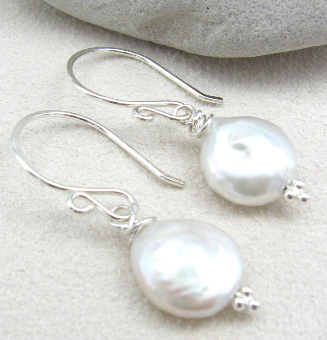 Gracie Jewellery Handmade Sterling Silver Coin Pearl Earrings Handmade Sterling Silver Coin Pearl Earrings Adrianna