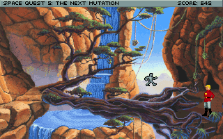Space Quest V screenshot: Kiz Urazgubi log bridge