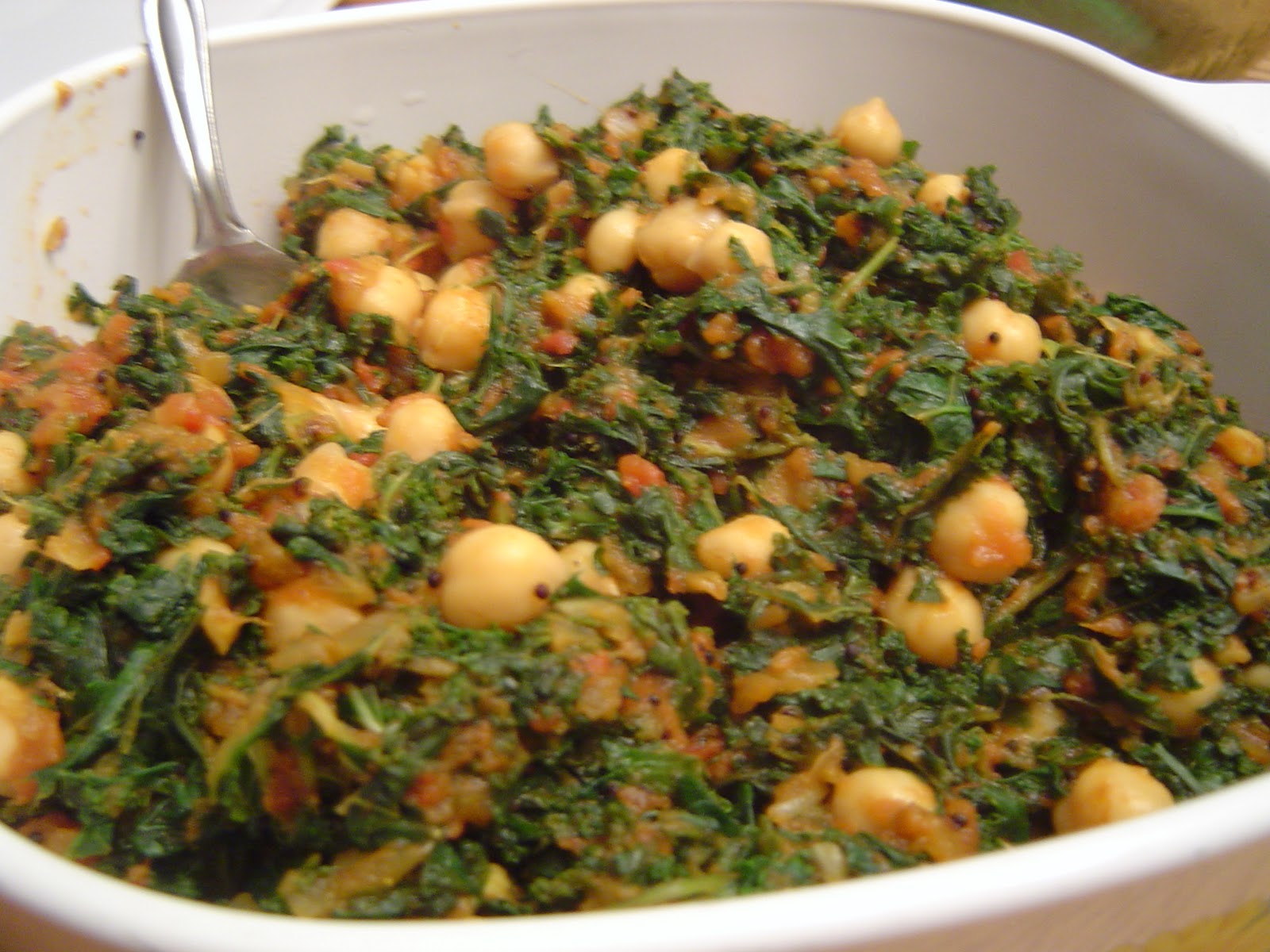 What a Healthy Family Eats Kale Recipe 1 Curried Chickpeas and Greens