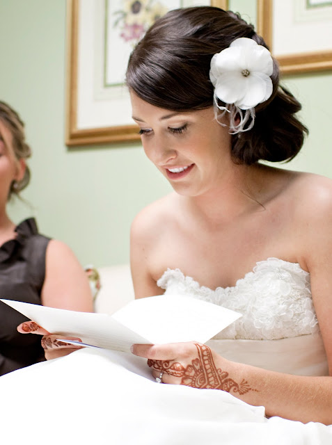 Reading love letter from fiance - portrait by Atlanta wedding photographer