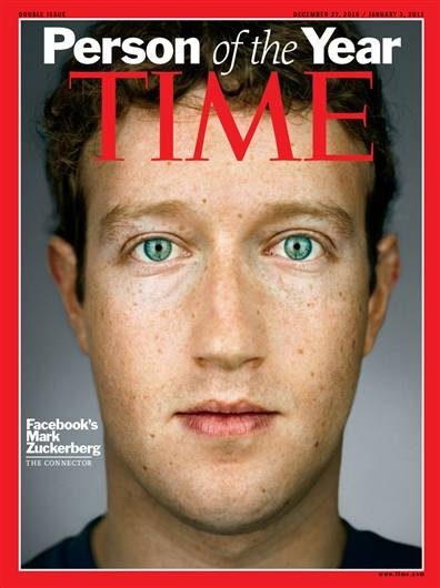  CEO Mark Zuckerberg has been named Time magazine's "Person of the Year" 