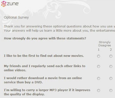 Snapshot of zune survey video downloads