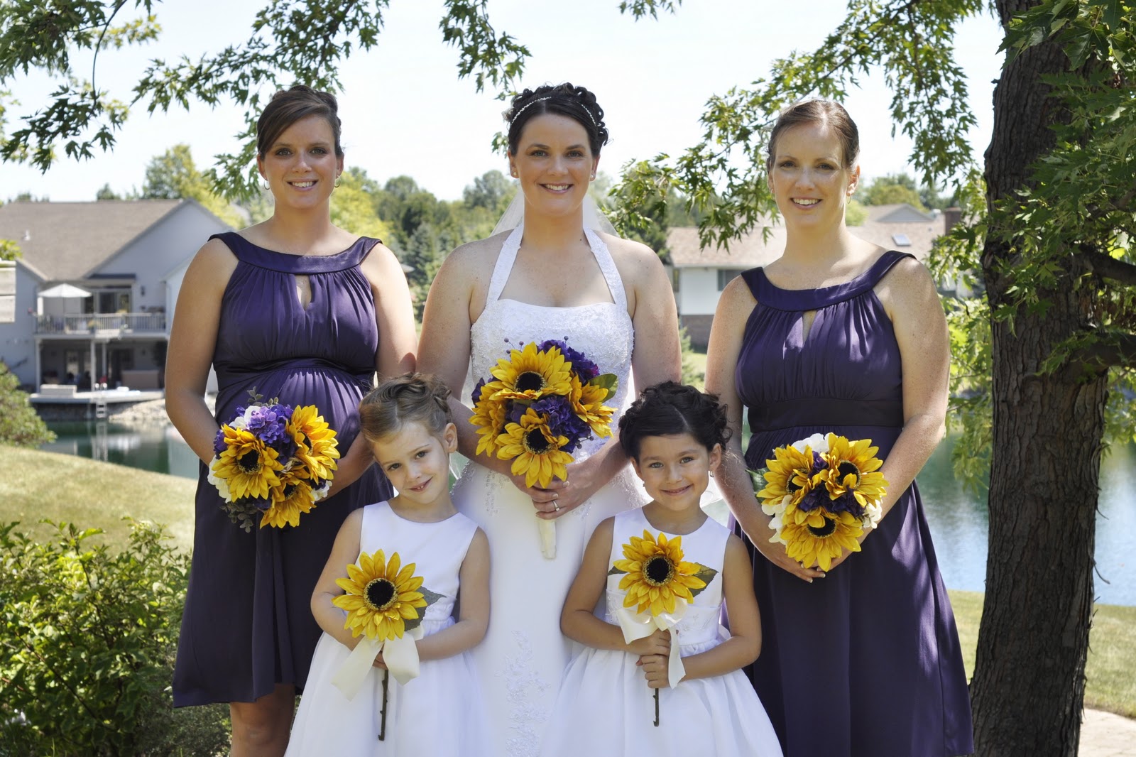 Mokara Floral Design Sunflower Yellow and Purple Wedding