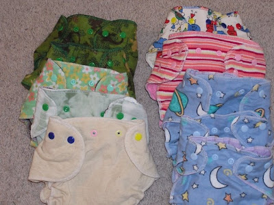 picture of ten cloth diapers, homemade