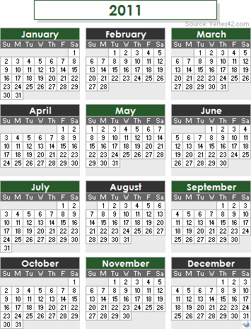 2011 calendar download free