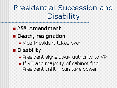 Presidential Succession, now