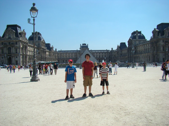 Boys outside the Louvre