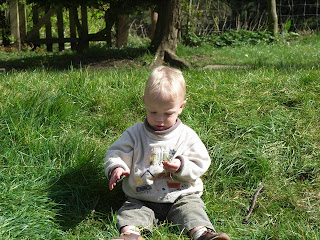 Playing with sticks and stones at Llantony Abbey