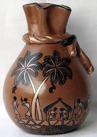 Antique Natural Handicraft Collections Flower Vase Painting