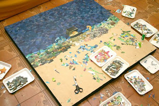 Produção de No Fundo do Mar: Colagem sobre MDF - 100 x 100 cm - 2008