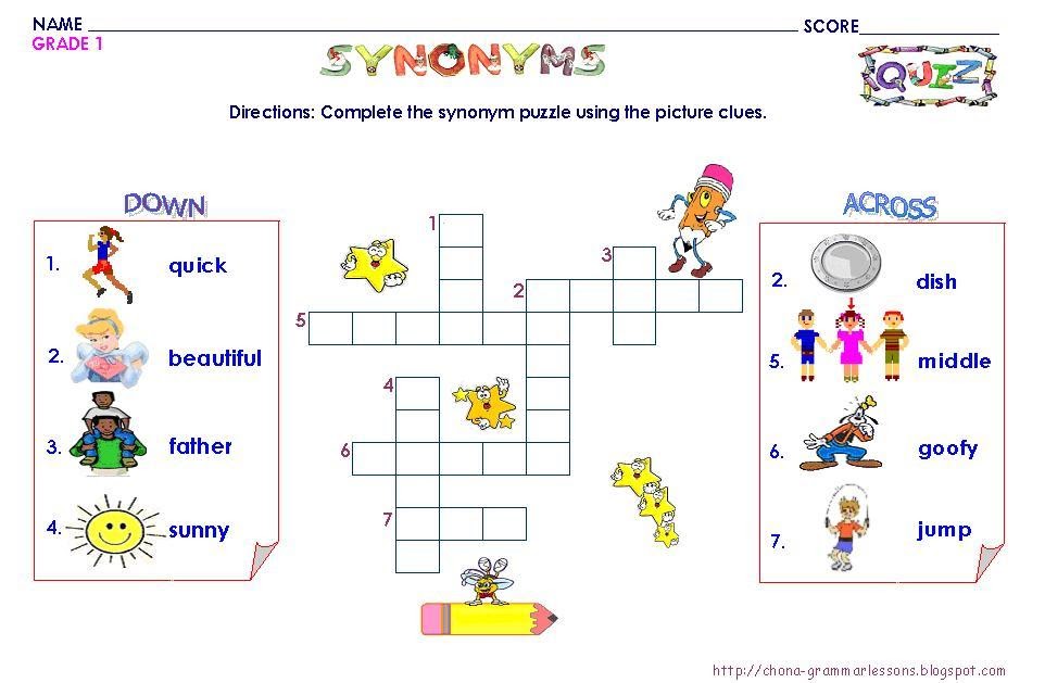 GRADE 1 SYNONYMS PUZZLE