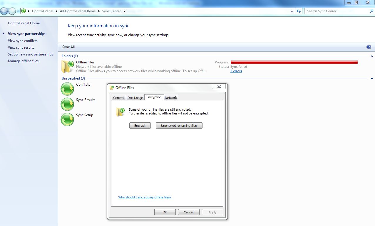 UK Tech Professional Windows 7, BitLocker, Offline Files and "Access Denied"