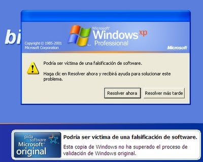 "Podría ser víctima de una falsificación de software "Podría ser víctima de una falsificación de software