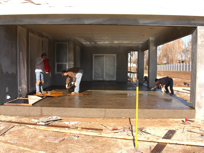 Back yard porch new concrete being laid down