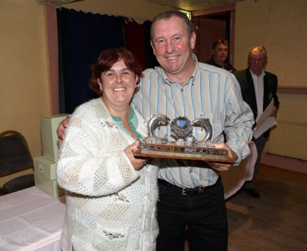 Pat Condon, picking up the trophy for winner in team event, Ballycotton