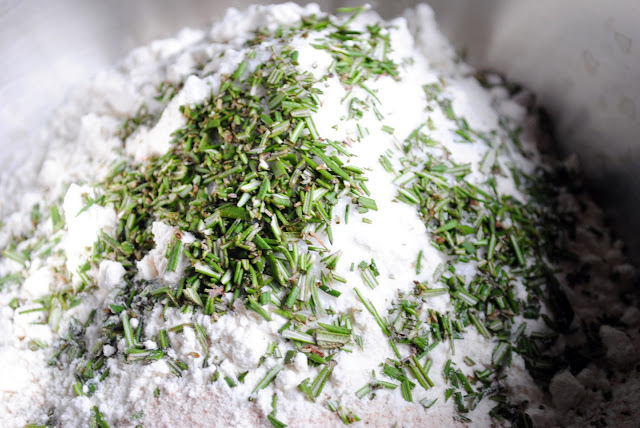 rosemary added to flour mixture
