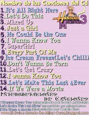 LETRA CANCIONES HANNA letra canciones hanna: