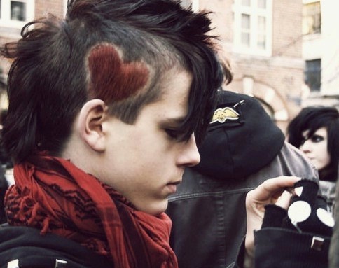 Cool emo punk hair with red black hair emo guy. Cool emo punk hair with red