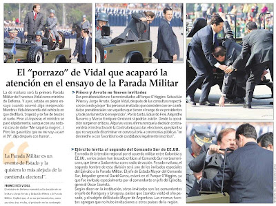 La Parada Militar no es un evento de Estado ni mucho menos de su propiedad, sino un acto de conmemoración cívica perteneciente a todos los chilenos, imagen El Mercurio Viernes Septiembre 18 de 2009