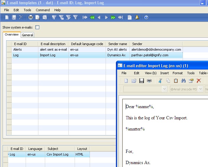 Dynamics Ax Copying Infolog Sending EMail from ax2009