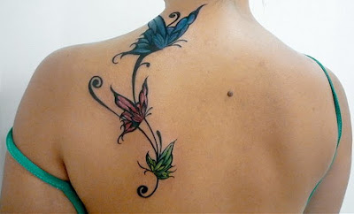 Beautiful Feminine Butterfly Shoulder Tattoos