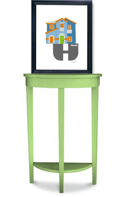 Bright and colorful alphabet poster art H is for house, guilty pleasure art of the day