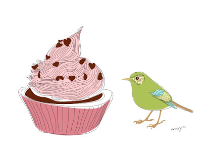 Cupcake, Colorful birds, Birdscape, art Bird art of the day, bird art