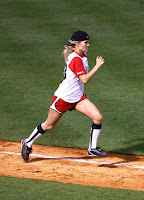 Carrie Underwood at the 19th Annual City of Hope Celebrity Softball Challenge shagging some balls and swinging for the fences