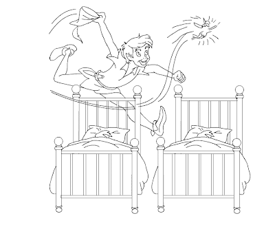 Tinkerbell Coloring Pages : Tinkerbell Followed by Peter Pan