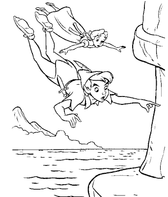 Peter  Coloring Pages on Tinkerbell Coloring Pages Peter Pan And Wendy Flying