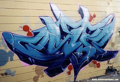 Blue 3D Graffiti Letters East with Red Bubble Effect
