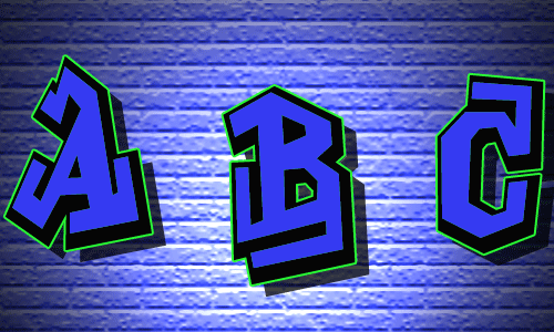 Graffiti Alphabet Letters "ABC" - Blue Color