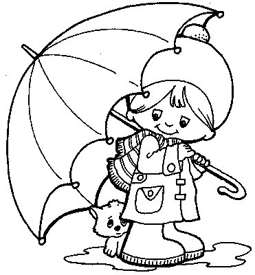 transmissionpress: Cat Under Umbrella - Kids Coloring Pages