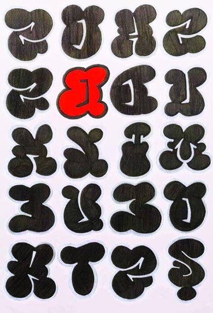black and white graffiti characters. Graffiti Letters A-Z is using