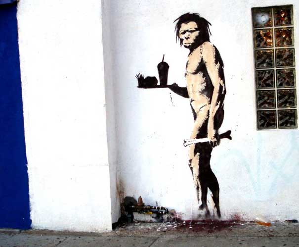 banksy graffiti art. Banksy Graffiti quot;Cavemanquot;