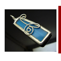 handmade jewelery soldered glass pendant blue