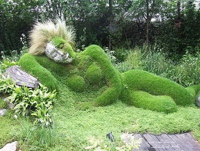 grass sculpture of human 