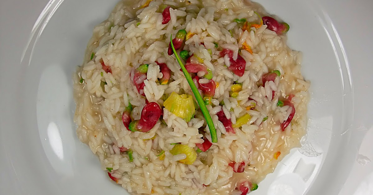 ChezWhat? runner bean blossom and squash blossom risotto