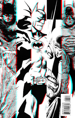 Batman in black and white in 3d Batman cut shots from back cover
