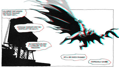 Batman in black and white in 3d batman jumping