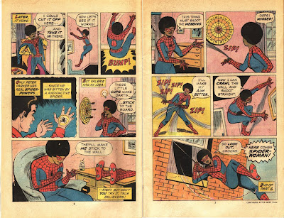 Valerie puts on Spider mans outfit becoming Spider Woman! Valerie web swings!