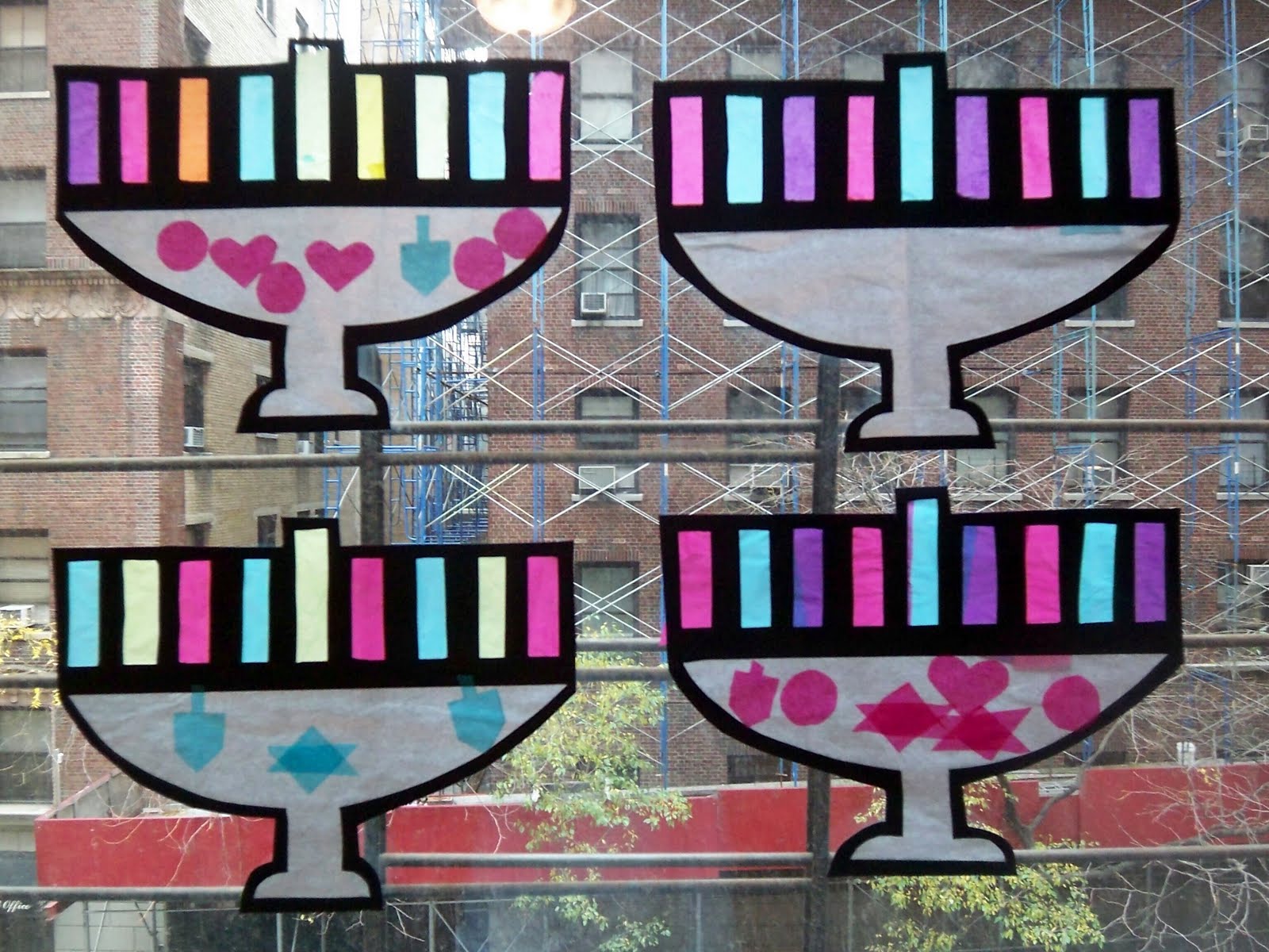 Jewish Crafts for Kids Stained Glass Hanukkah Menorahs