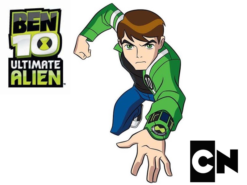Um personagem de desenho animado com um capuz que diz 'alien' nele