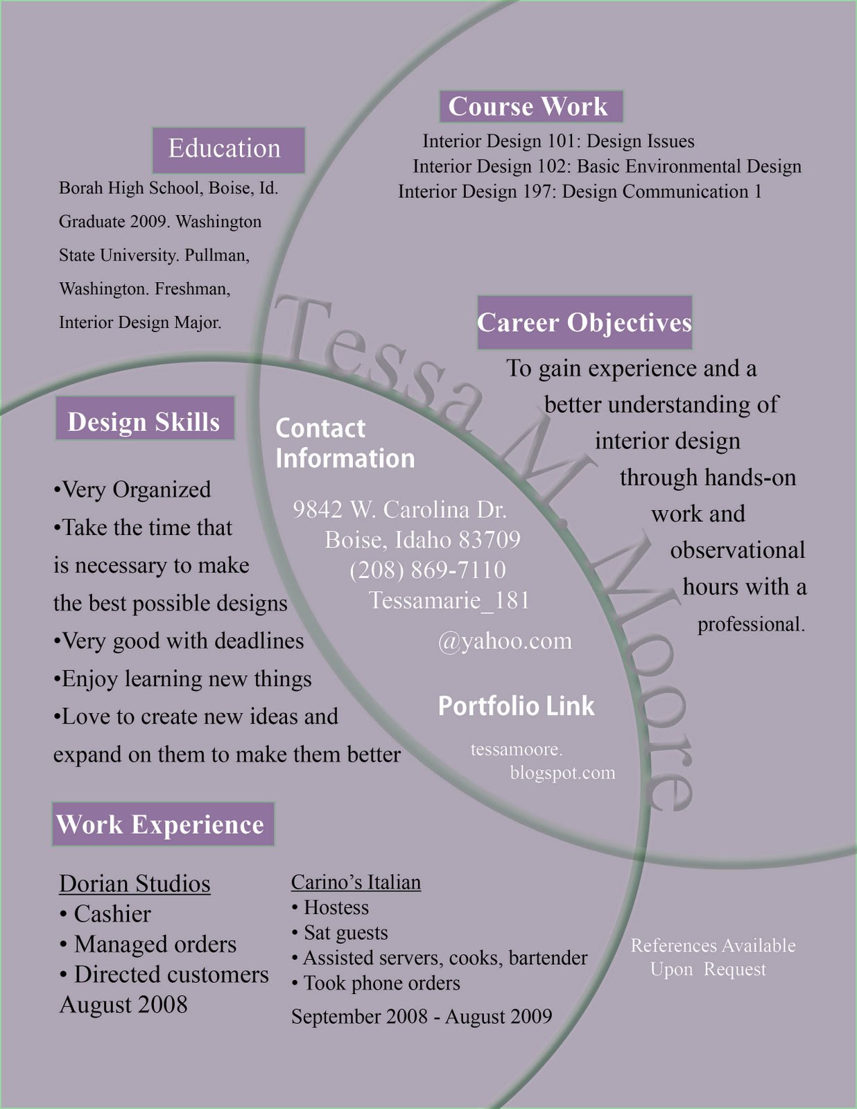 interior design internship resumes